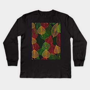 Colored Fall Leaves Pattern Kids Long Sleeve T-Shirt
